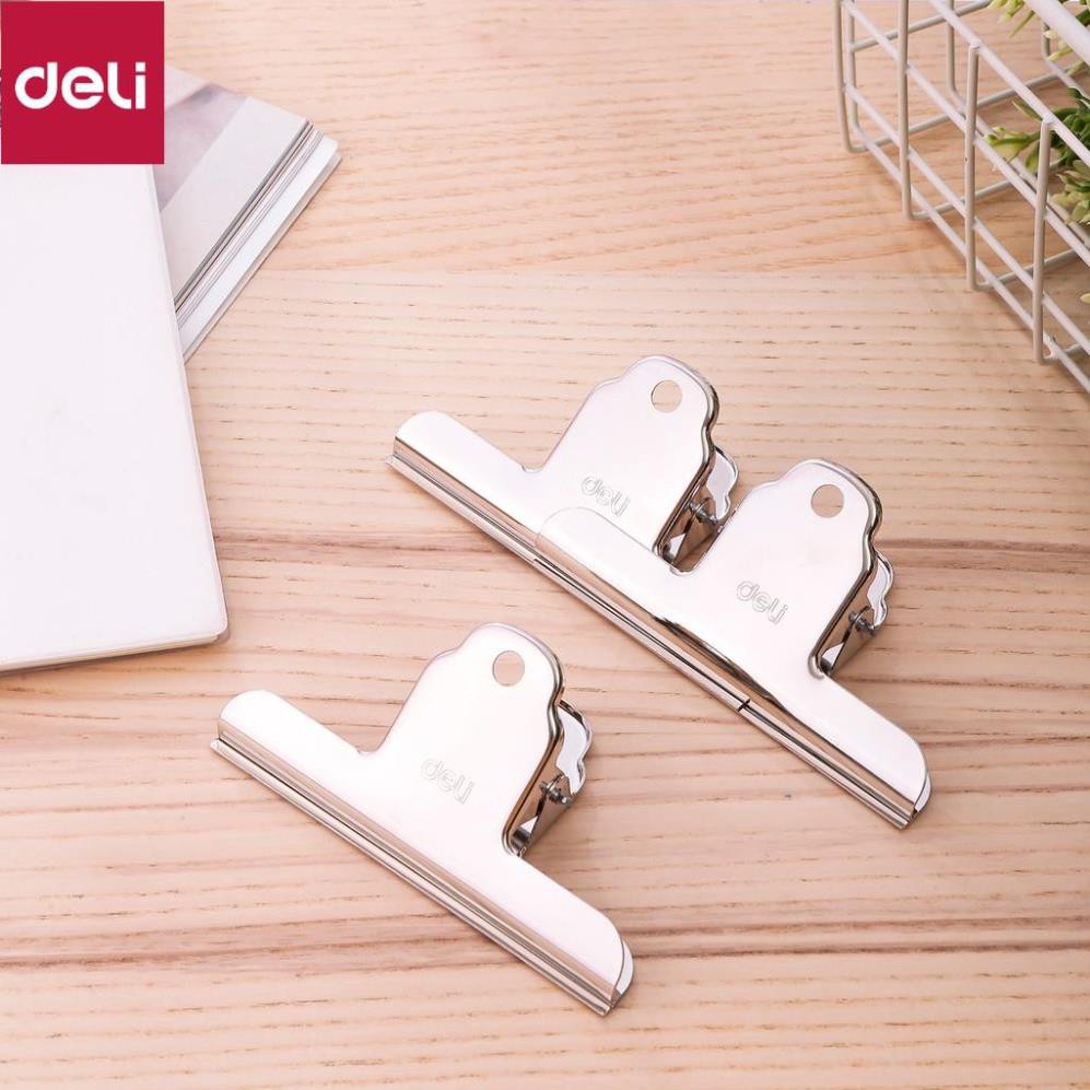 Kẹp kim loại 102mm Deli, Bạc - 3 chiếc/túi - 9532 [Deli]