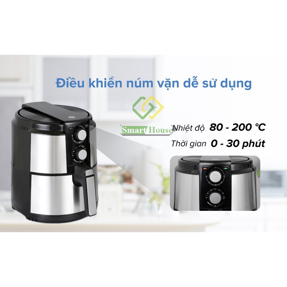 Nồi Chiên Không Dầu 5L Mishio MK220 Vỏ Inox - Smart House
