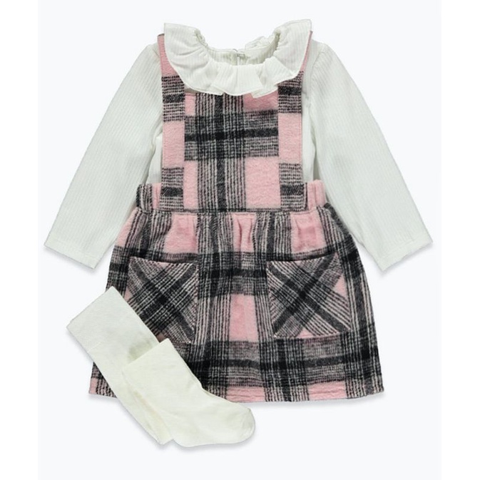 [FORM NHỎ] Set 3 món gồm áo thun+váy nỉ bông+ quần tất Matalan_UK sz từ 12-18m đến 3-4y