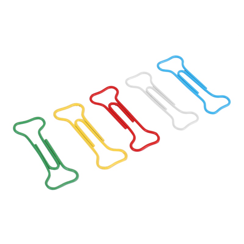 Set 100 kẹp giấy kim loại hình xương nhiều màu