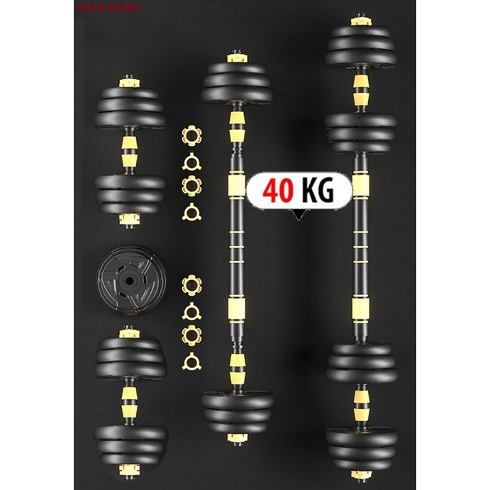 Bộ Tạ Đòn Đa Năng Điều Chỉnh 40kg 3 Trong 1 HT104 - Bộ tạ tay kết hợp tạ đẩy 40kg