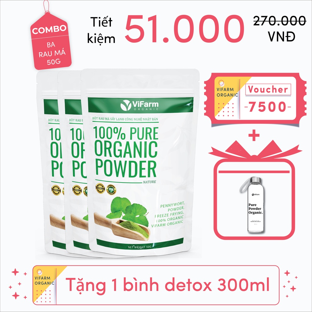 Bột Rau Má Nguyên Chất ViFarm 50Gram Organic 100%, Bột Rau Má Sấy Lạnh,Thanh Nhiệt | BigBuy360 - bigbuy360.vn