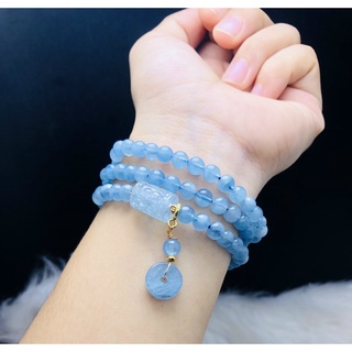 Chuỗi vòng tay đá aquamarine mix lu thống