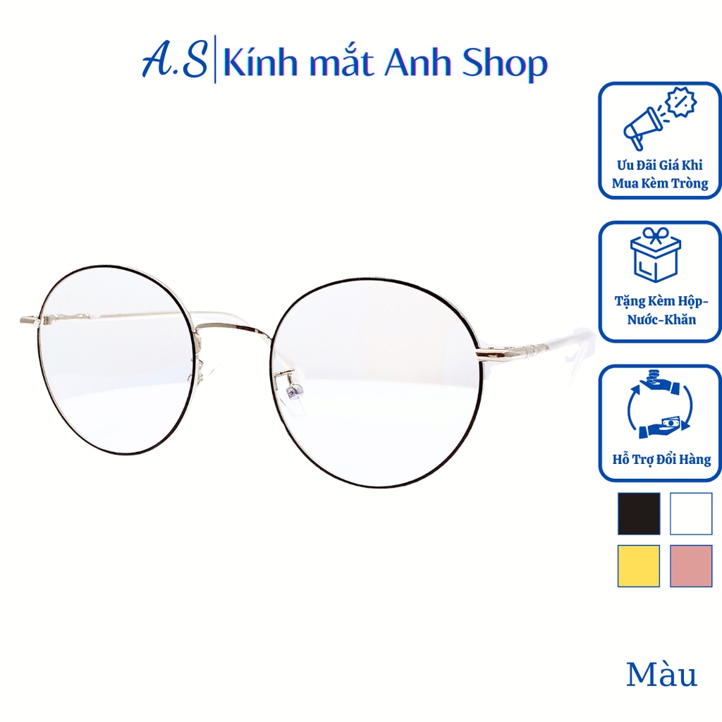 [Mã SKAMCLU8 giảm 10% cho đơn từ 100K] Gọng kính tròn 72323 nhận cắt mắt cận viễn loạn