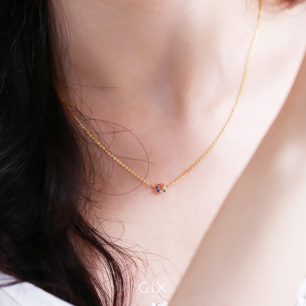 Dây chuyền bạc trang sức nữ mạ vàng cầu vồng hoa Gix Jewel DC27