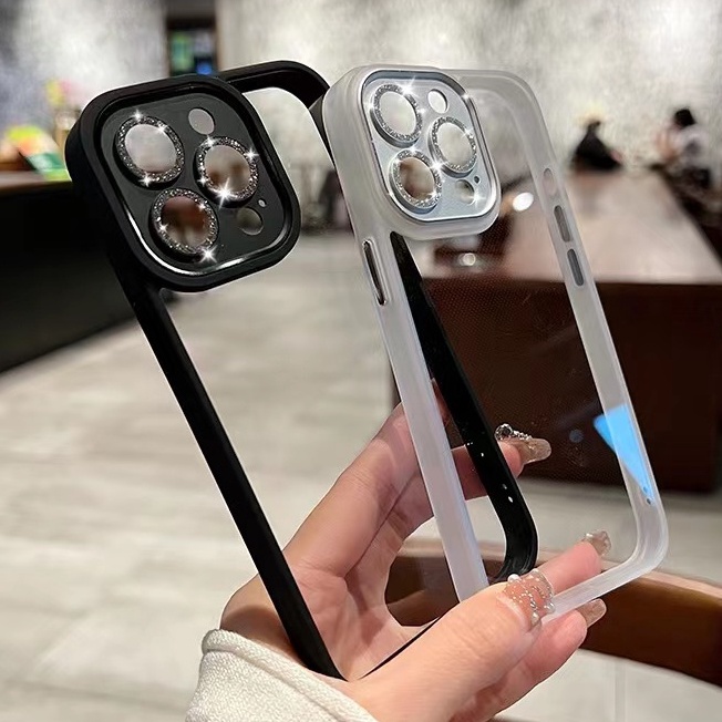 Ốp Điện Thoại acrylic Cứng Trong Suốt Phối Kim Tuyến Hình Tròn Cho compatible for iPhone 13 pro max 12 pro max 11 pro max case
