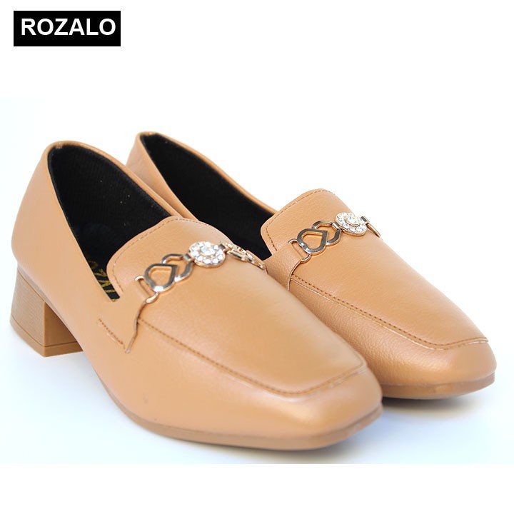 Giày lười nữ loafer mũi vuông đế cao 3P Rozalo R5912
