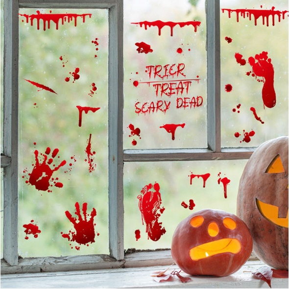 Decal trang trí Halloween hít tĩnh điện - Những vết máu kinh dị