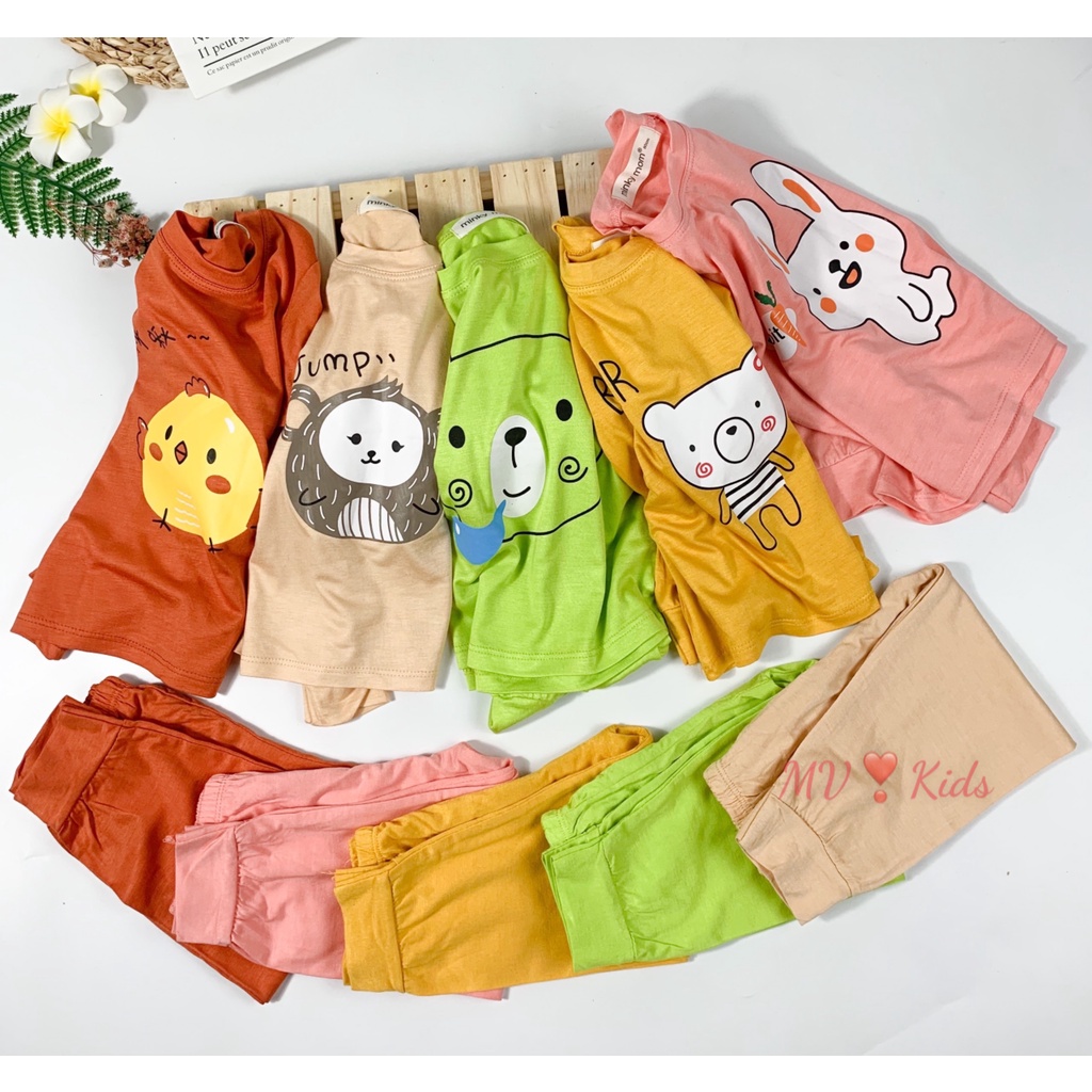 [SALE] Bộ Quần Áo Bé Gái, Bé Trai Minky Mom Vải Thun Lạnh Thỏ Hồng Rabbit, Bộ Dài Tay Cho Bé Mặc Thu Đông MKMTD2164