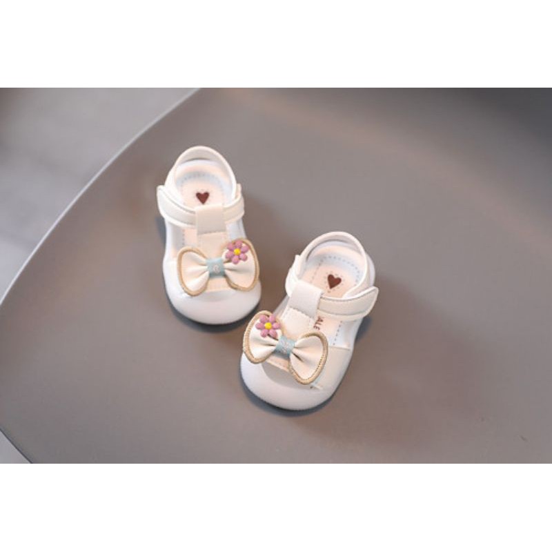 Quảng châu loại 1_  Sandal tập đi Nơ Hoa xinh xắn, Dép quai tập đi cho bé gái_ Đế mềm, êm chân