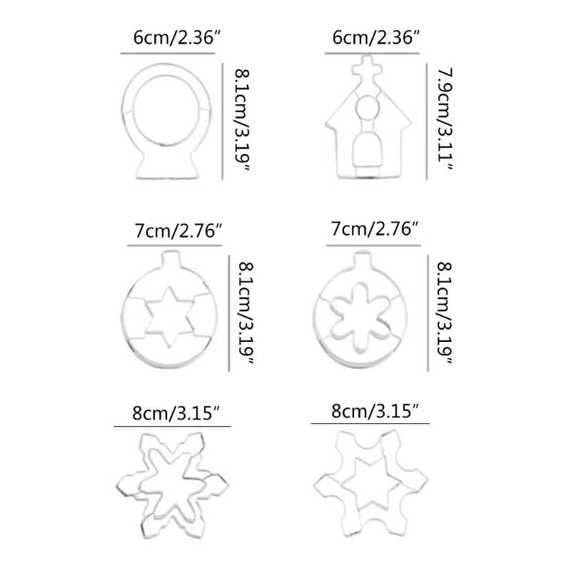 Set 6 Khuôn Cắt Bánh Quy Tạo Hình Chủ Đề Giáng Sinh Bằng Thép Không Gỉ Tiện Dụng