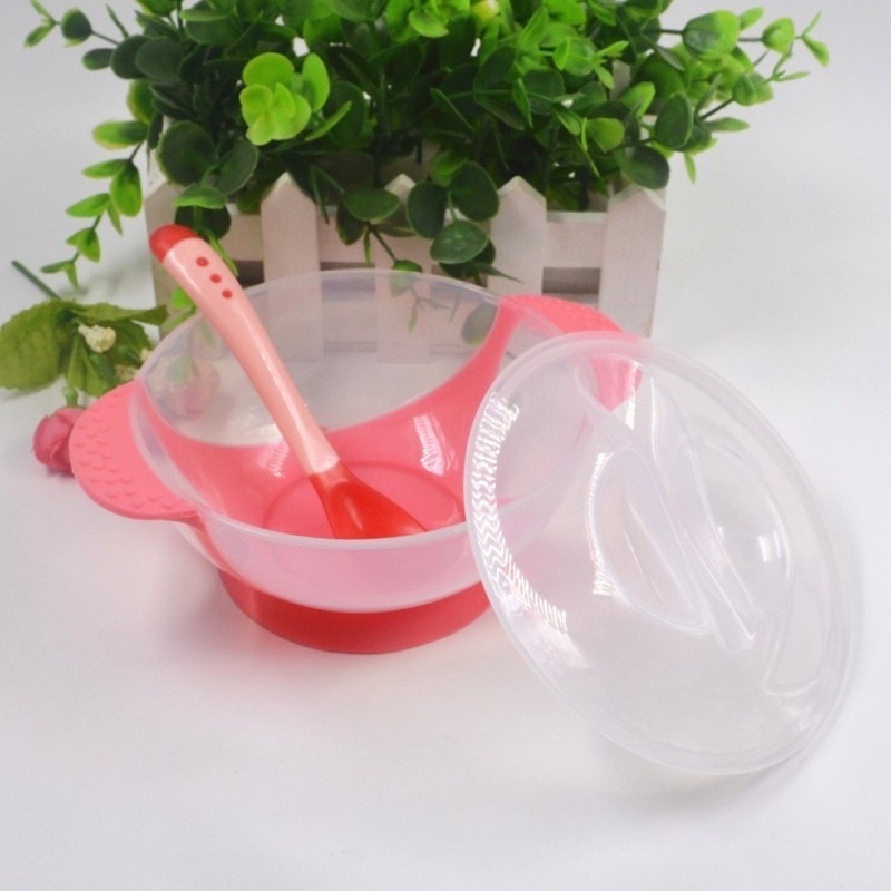 [HCM-GIÁ KHO] Bát ăn dặm kèm thìa báo nóng cho bé loại 1. Bát ăn dặm.