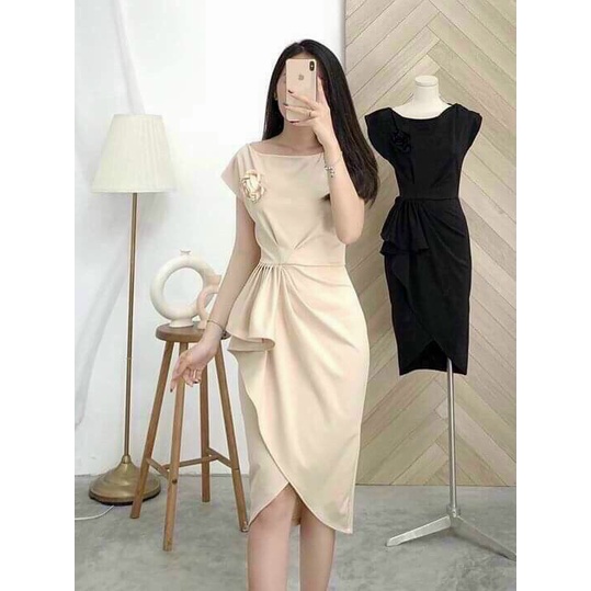 Đầm xếp ly kết bông - đầm AISA