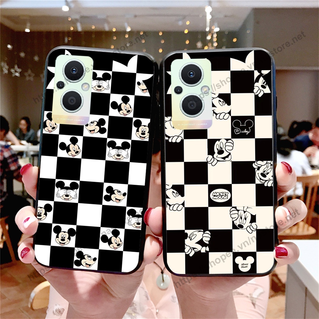 Ốp lưng Oppo Reno7 /  Reno 7Z 5G / Reno 7 trái tim họa tiết caro, mikey họa tiết beabrick kaws cute