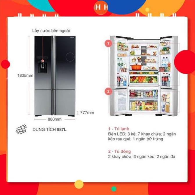 [ VẬN CHUYỂN MIỄN PHÍ KHU VỰC HÀ NỘI ] Tủ lạnh Hitachi Inverter 587 lít R-WB730PGV6X(XGR) - [ Bmart247 ] 24h