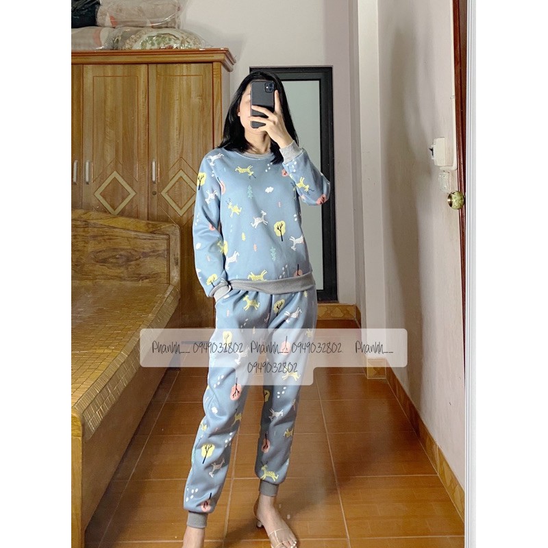 Bộ nỉ nữ họa tiết siêu xinh