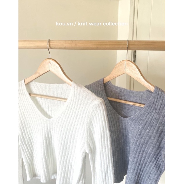 Áo croptop len dài tay trơn phong cách Hàn Quốc - CR21006