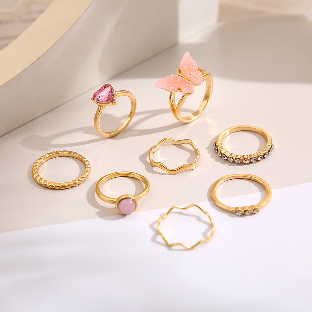 1 Bộ Nhẫn Hở Hình Bướm Bằng Kim Loại Có Thể Điều Chỉnh Phong Cách Bohemia Phổ Biến Dành Cho Bạn Nữ