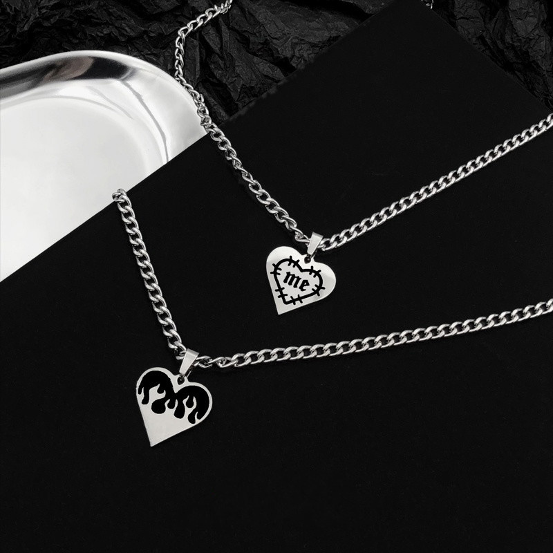 Dây Chuyền Thép Titan Mặt Trái Tim Thời Trang 191043Dây Chuyền Thiết Kế Đơn Giản Hợp Thời Trang Cho Cặp Đôi