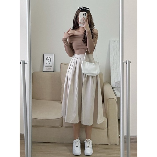 [NEW]CHÂN VÁY XẾP LI DÁNG MIDI 7621 SIÊU XINH