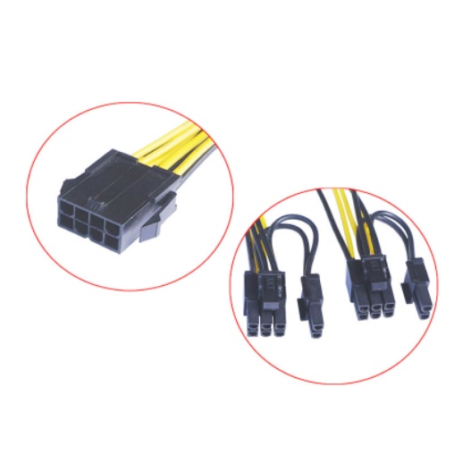 Dây chia nguồn 8 pin CPU  sang 2 đầu 6+2 pin VGA - Dây chuẩn