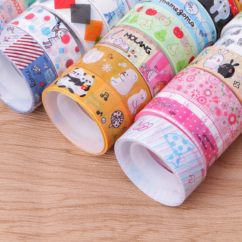 Set 10 Cuộn Băng Dính Họa Tiết Hoạt Hình Đáng Yêu Dài 4M