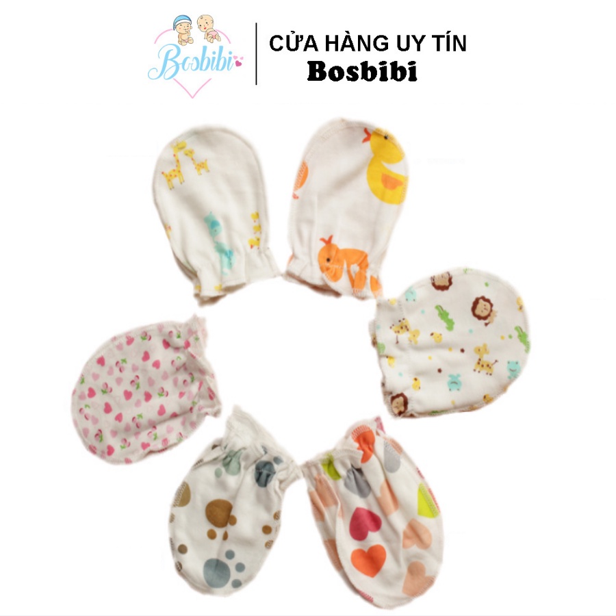 Combo 5 đôi bao tay cotton cho trẻ sơ sinh, mềm mại, thấm hút mồ hôi