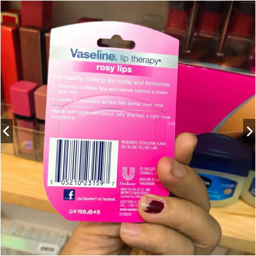 Son Dưỡng Môi💄Freeship💄 Vaseline Mùi Hoa Hồng Lip Therapy Rosy 7g