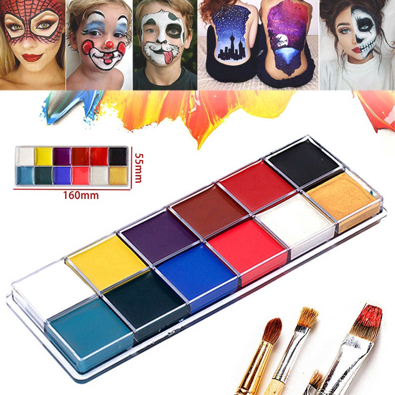 12 trong 1 Face Body Painting Nghệ thuật ưa thích Váy đẹp Trang điểm Drama Palette Party Pigment