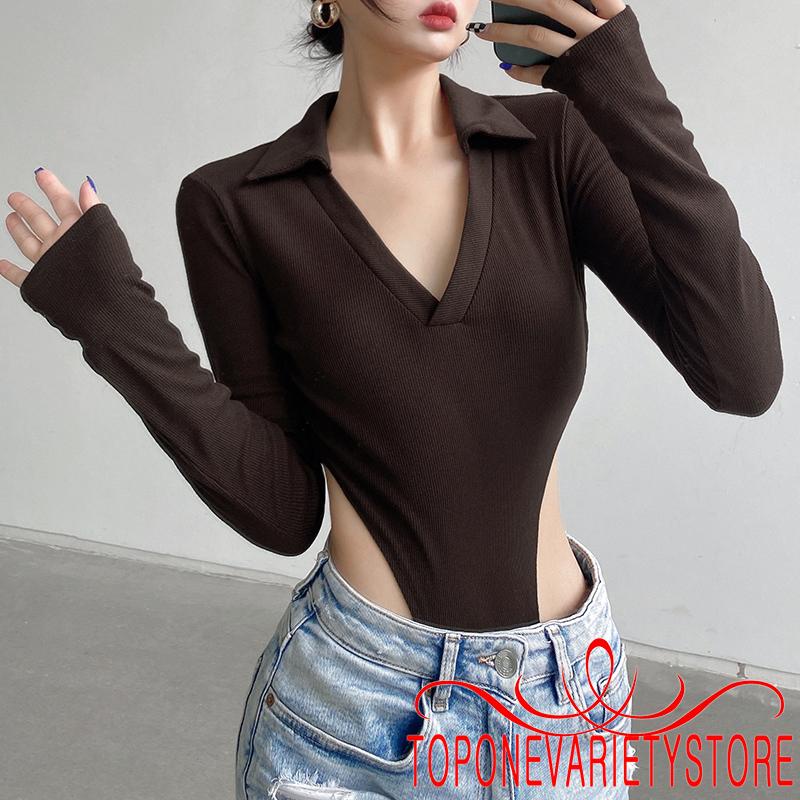 Áo liền quần tay dài cổ chữ V màu sắc nhã nhặn cho nữ | BigBuy360 - bigbuy360.vn