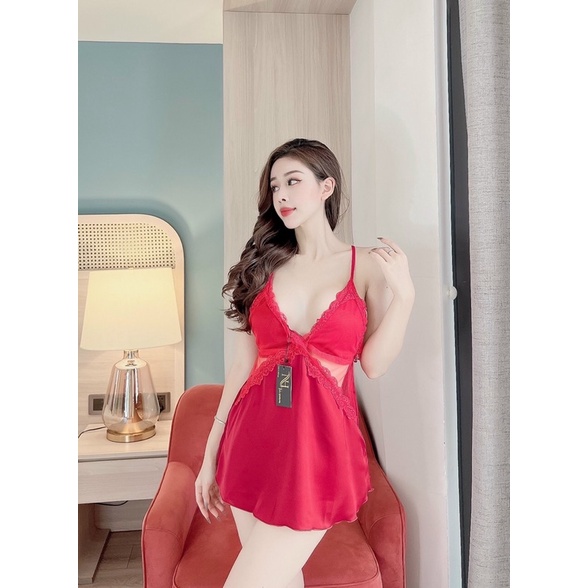 ❤️ Hot❤️ Đồ Ngủ Sexy- Bộ Ngủ Satin Thiết Kế Phối Lưới  Form 40-55kg