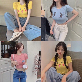 Áo thun croptop pikachu cute 🥰( Vải đẹp loại 1)
