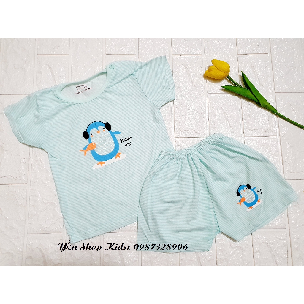 Bộ Cộc Tay Sợi Tre Cài Vai Nhiều Họa Tiết_Hàng Noubaby (SP001065 )