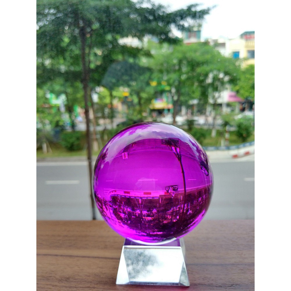 Quả cầu phong thủy pha lê màu tím hợp mệnh thổ, mệnh hỏa size 10cm
