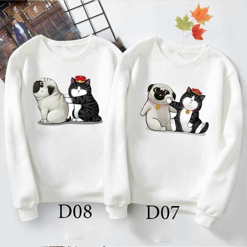 Áo Cặp Hoodie, Áo Đôi Nam Nữ Nỉ Bông Mềm Mại Nhiều Hình Xinh Xắn Đáng Yêu