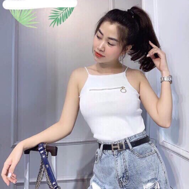 Áo len 2 dây khoá ngang ngực