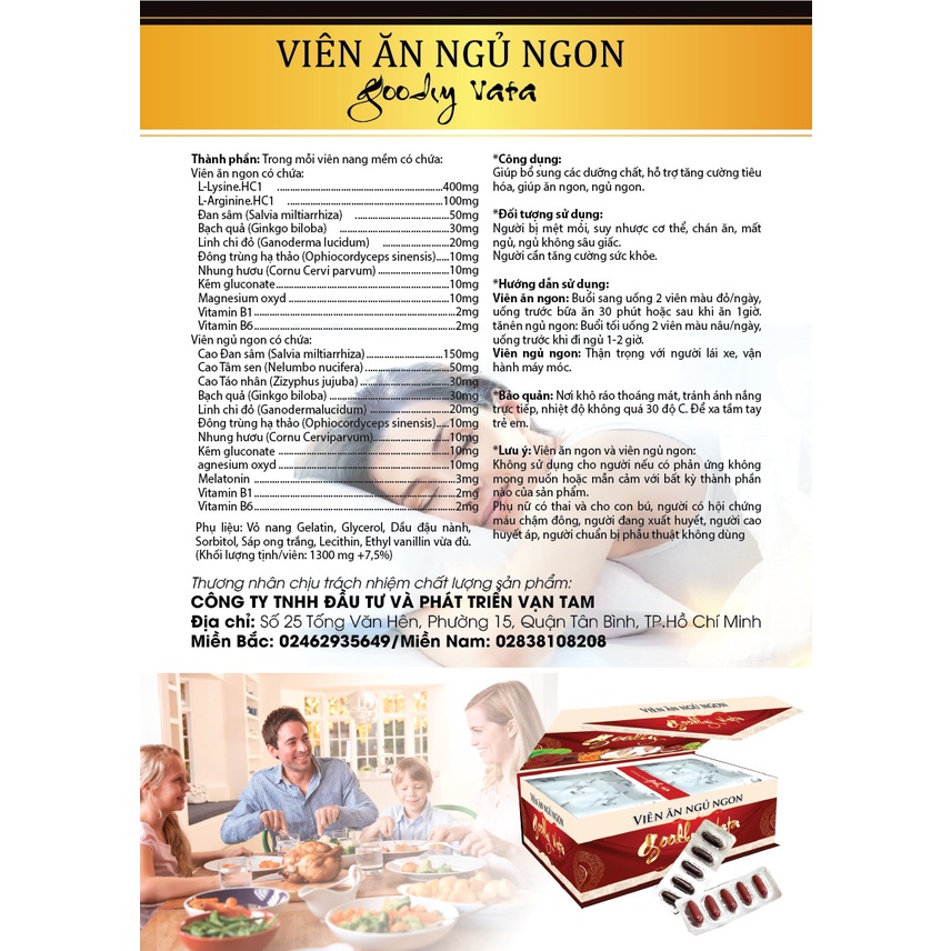 Viên Uống Ăn Ngủ Ngon Goodly Vata Giúp Tăng Cường Tiêu Hóa Bồi Bổ Sức Khỏe Giúp Ăn Ngon Và Ngủ Ngon Hiệu Quả