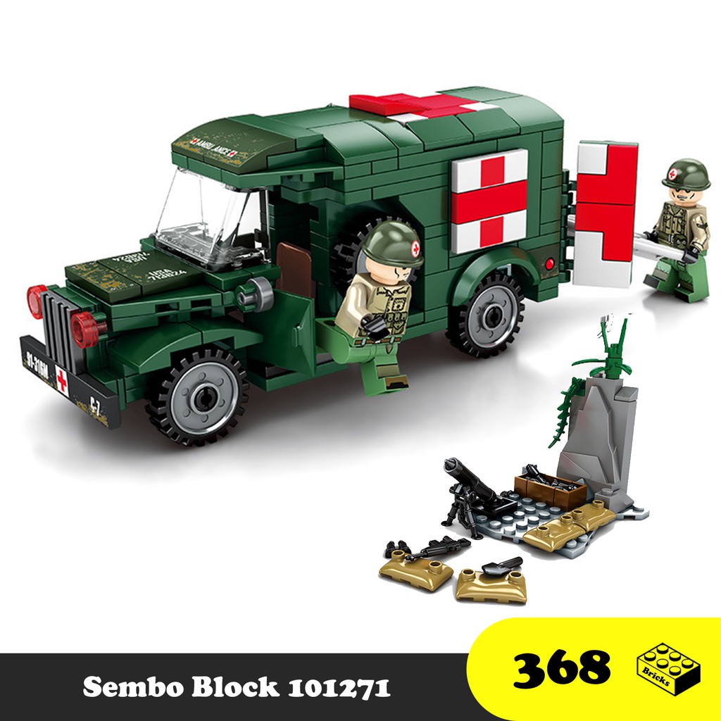 Lego Sembo Block Army Ambulance 101271 - Lego Xe cứu thương quân đội - STEEL EMPIRE US ARMY T214WC54 MILITARY AMBULANCE