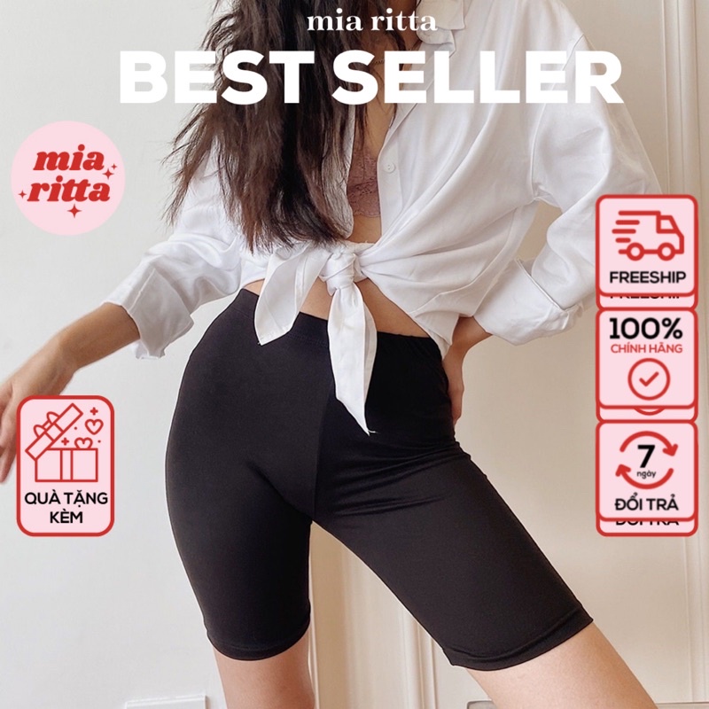 Quần đùi biker short MiaRitta legging lửng ngố cạp cao siêu co giãn freesize Q368 Feedback KH