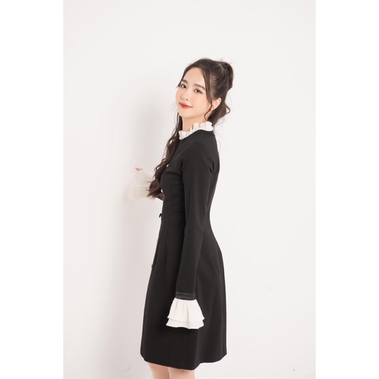 Váy liền dáng suông phối nhún bèo nữ tính sang chảnh Kaitlyn Harriet