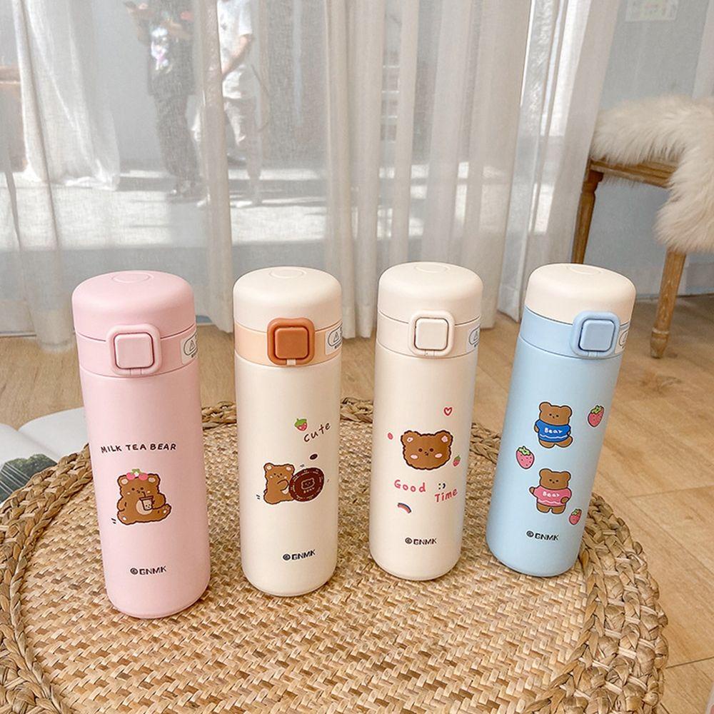 YIYU Bình Nước Giữ Nhiệt 350 / 450ml In Hình Gấu Dễ Thương Thời Trang Cho Bé