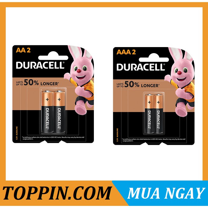 [TOPPIN] Pin AA Duracell Alkaline 1.5V Duracell MN1500 LR6 Vỉ 2 viên