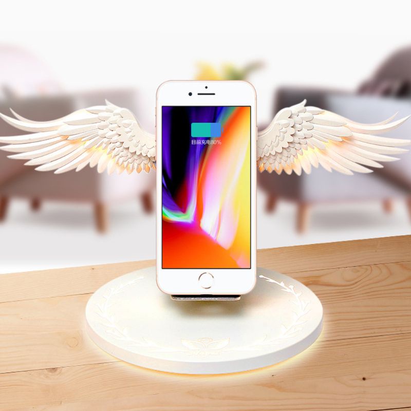 (3C) Giá Đỡ Sạc Không Dây 10w Hình Cánh Thiên Thần Cho Iphone Samsung Huawei Xiaomi Mobile Phone Điện Thoại