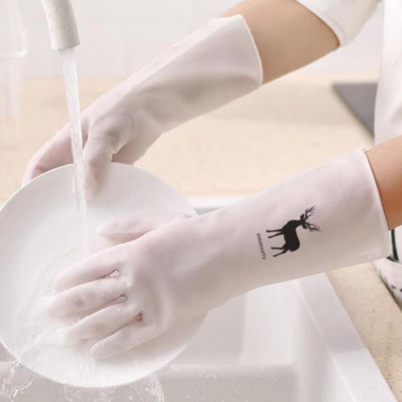 Găng tay cao su con hươu lót nỉ siêu dai 30-46cm , găng tay hoa cúc lót nỉ