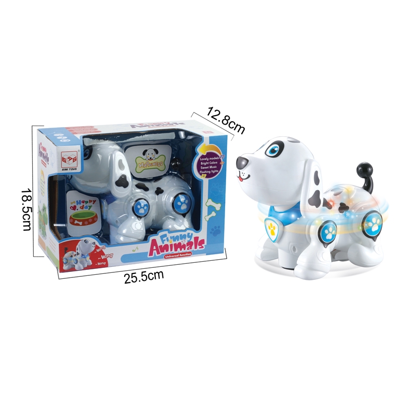 Đồ Chơi Chó Con Cún Con Chạy Pin biết đi và lắc lư đầu có đèn và phát nhạc siêu đáng yêu quà tặng cho bé trẻ em
