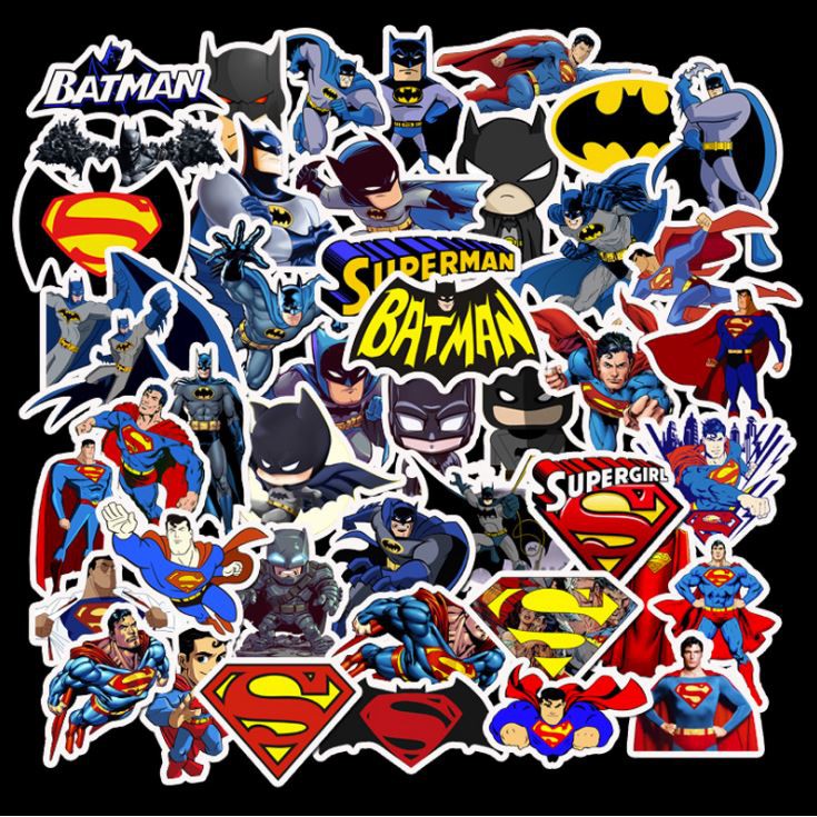 Sticker dán cao cấp chủ đề SIÊU ANH HÙNG BATMAN - SUPERMAN MS #2