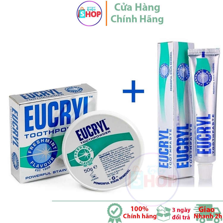 Combo kem đánh răng và bột làm trắng răng Eucryl