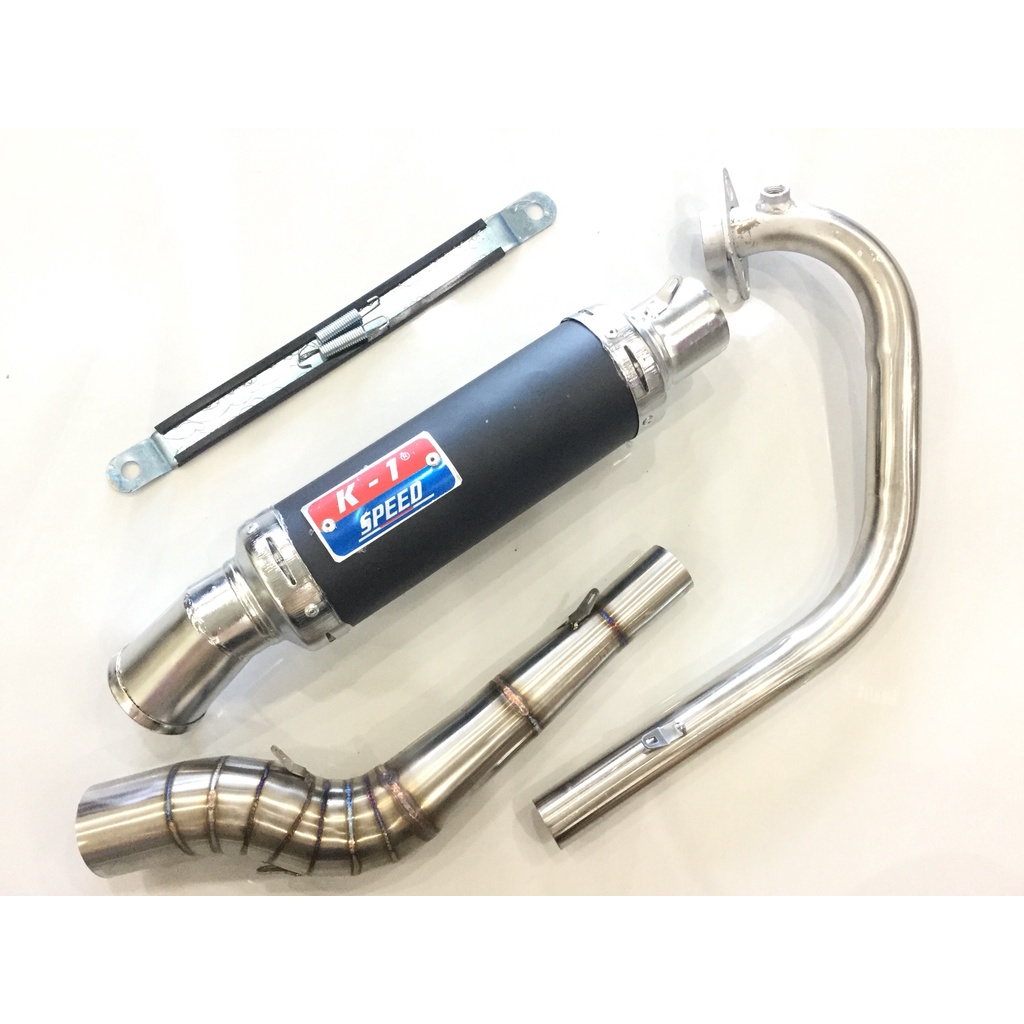 Bộ pô K1 ĐEN full cổ cong 2 KHÚC INOX 304 WAVE, SI, CUP, DREAM, EXCITER, WINER, SONIC, RAIDER FI, SATRIA, GSX