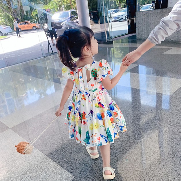 Đầm Công Chúa Phong Cách Hàn Quốc Thời Trang Dễ Thương Cho Bé Gái Từ 3-8 Tuổi