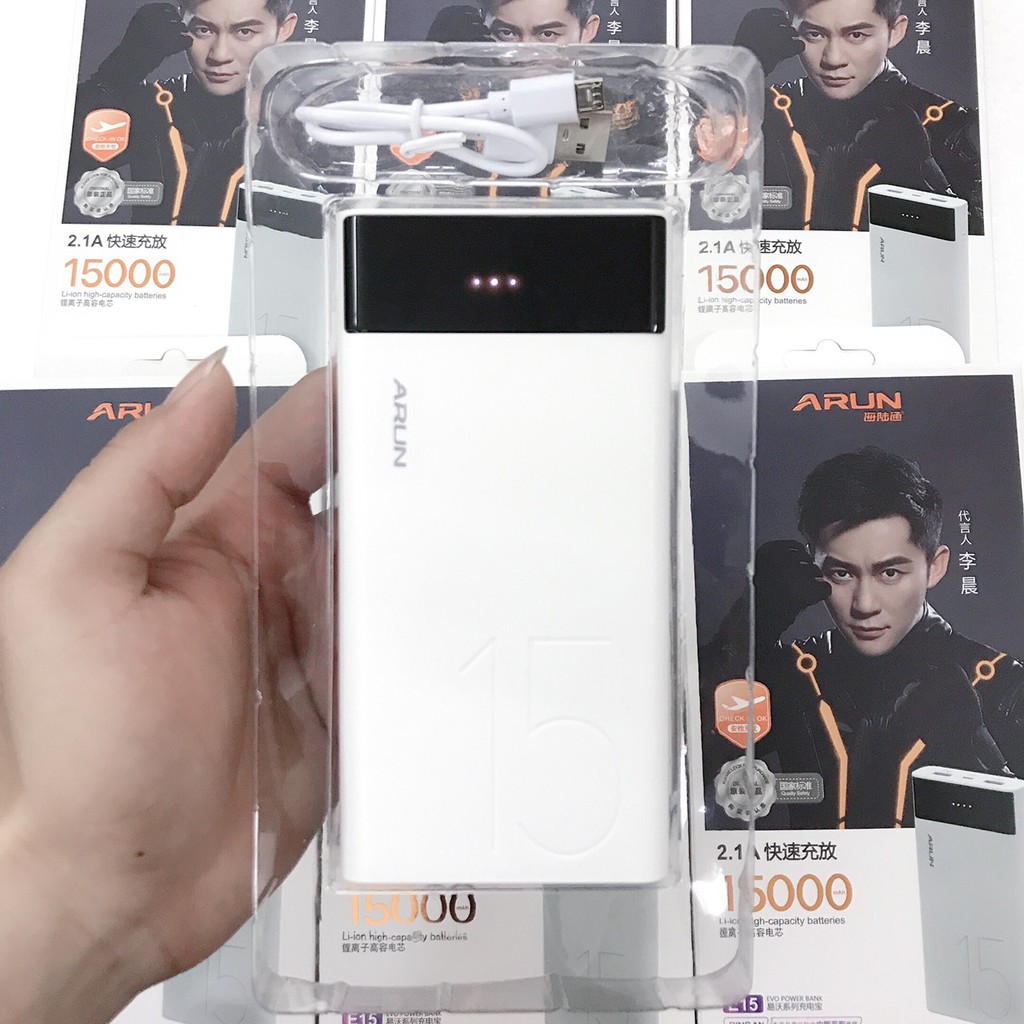 Sạc dự phòng Arun siêu nhanh mẫu đẹp 15000 mah - Hàng chính hãng